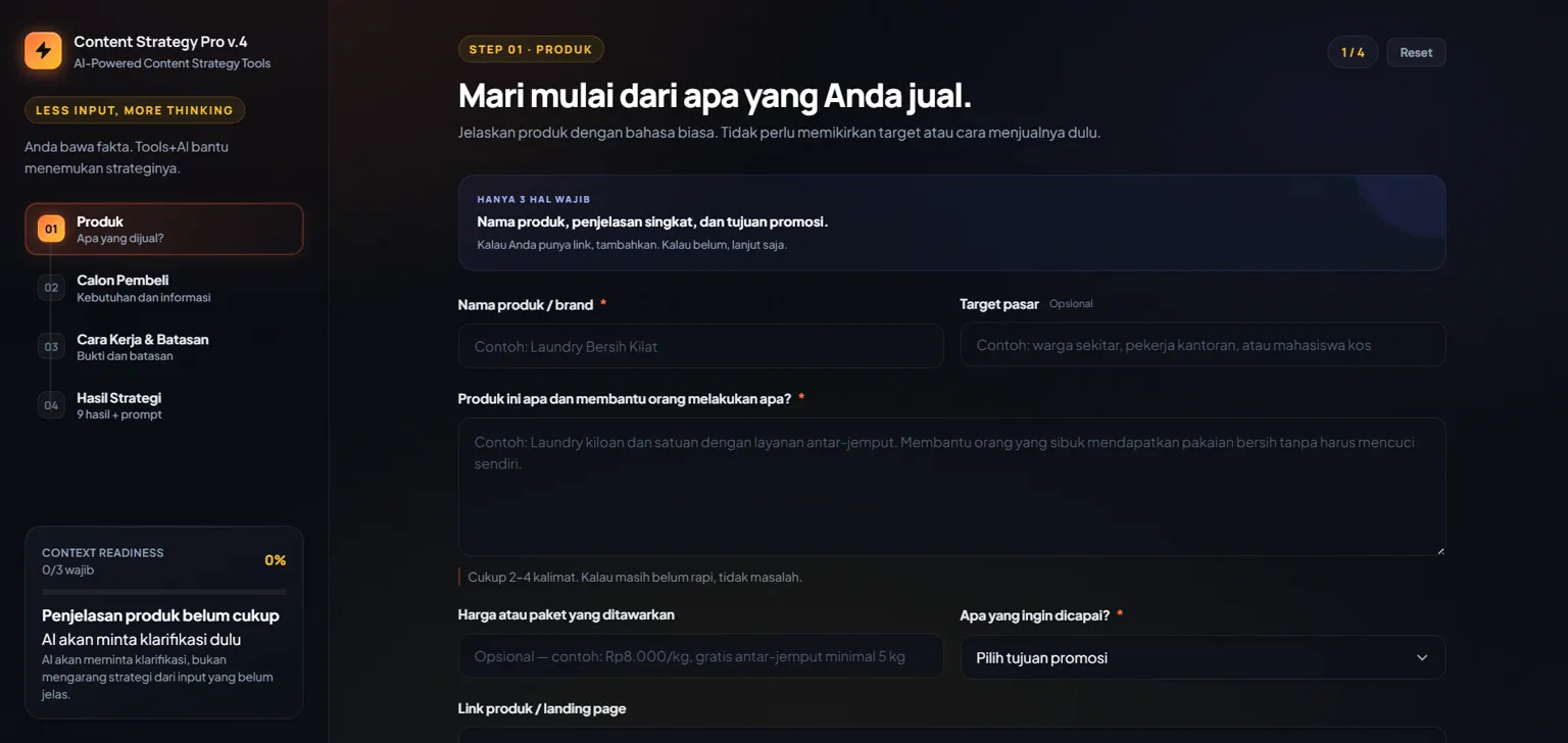 Contoh output strategi konten promosi usaha laundry