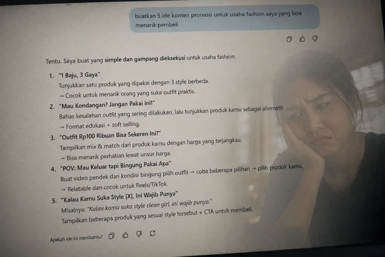 Contoh output AI untuk ide konten promosi usaha laundry
